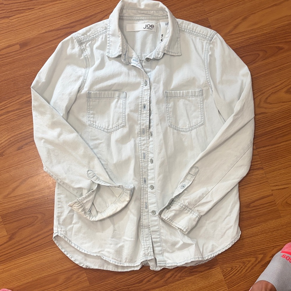 Joe Fresh women’s  Casual Light Denim Button Down Shirt